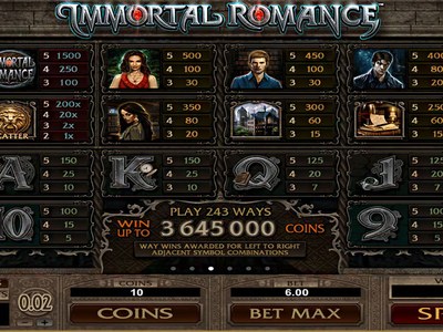 Игровой автомат Immortal Romance производителя Microgaming